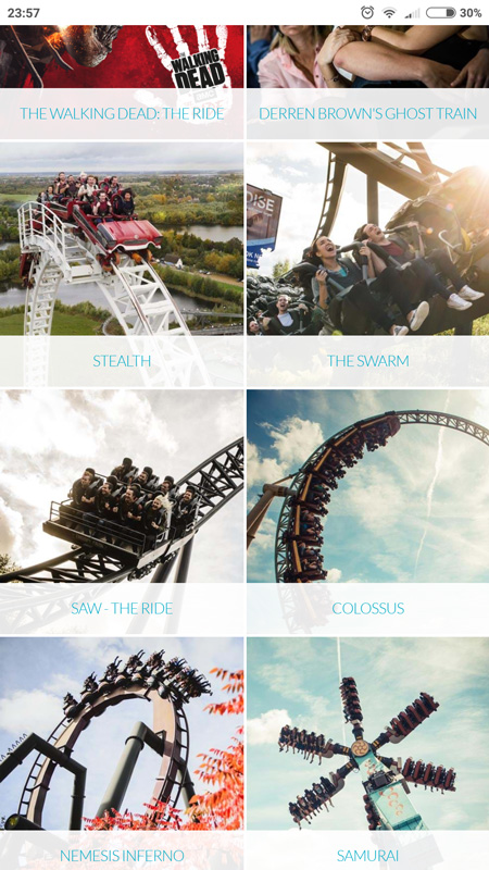 A depiction of poor contrast on the Thorpe Park home page